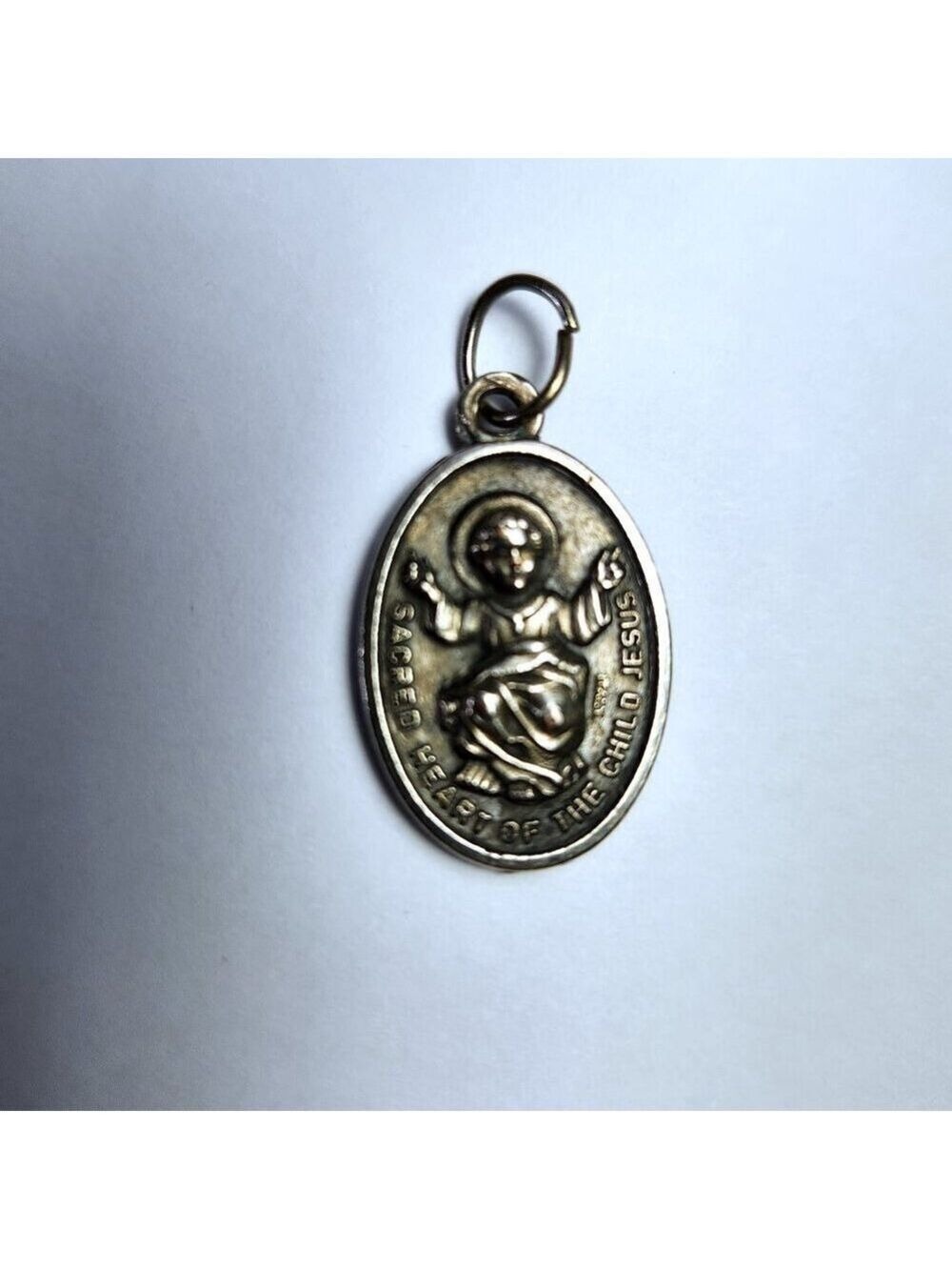 Sacred Heart of the Child Jesus Pendant Two Sided with Guardian Angel
